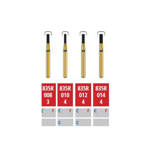 Alpen Multilayer Diamond Burs, FG, Modified End Cylinder, # 835R, 1.0 mm, Coarse, Blue, 5/Pk, R835RC010FG