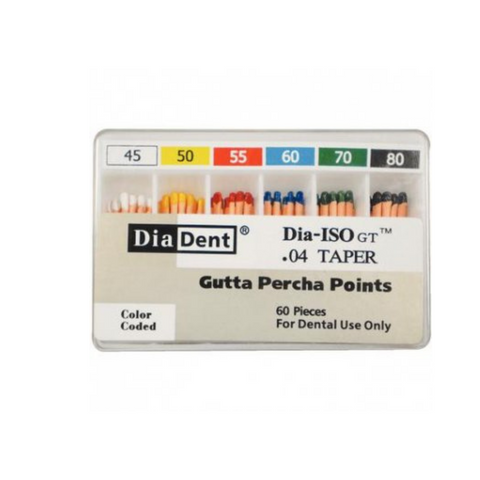Dia-ISO GT Gutta Percha Points, Non-Marked, Spillproof Pack, 0.04 Taper, # 45-80, Assorted, 60/Pk, 114-S692