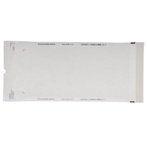 Sterilization Pouch, Class 4, Self-Sealing, Clear, 5.25" x 11", 200/Pk, 100516