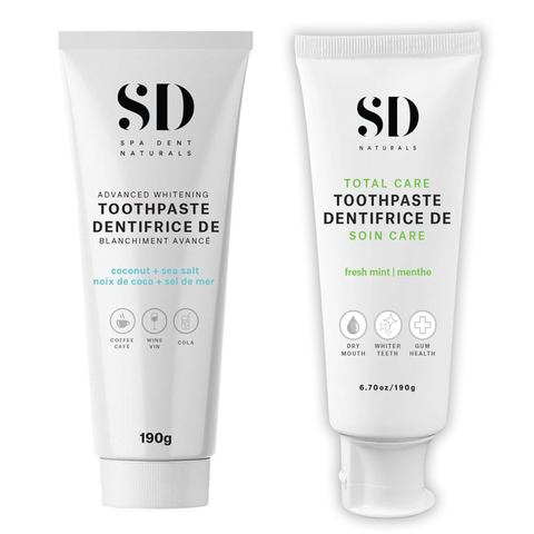 Toothpaste Trial Set Includes:
1 x Advanced Whitening Coconut Sea Salt and 1 x Total Care Fresh Mint, TPTS - TRIAL