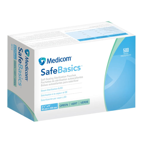SafeBasics Pouches 3.5 x 9 500/Pk, 99010B, Infection Control, Sterilization-Pouches
