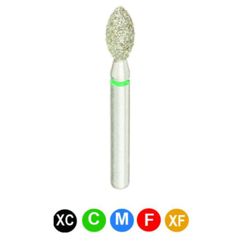 Diamond Burs, FG, Pointed Football, Fine, Red, 2.3 mm, 368-023F, 5/Pk, C15F