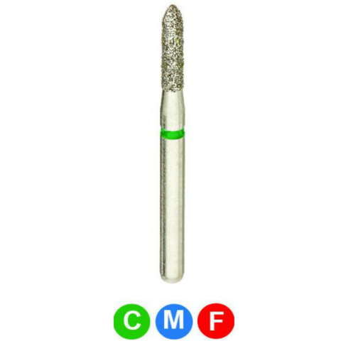 Diamond Burs, FG, Bevel Cylinder, Coarse, Green, 1.4 mm, 877-014C, 5/Pk, B10LC