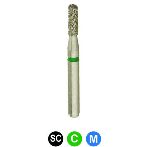 Diamond Burs, FGSS, Flat End Cylinder, Coarse, Green, 1.2 mm, S835-012C, 5/Pk, MA13C