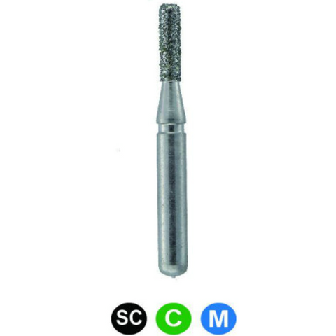 Diamond Burs, FGSS, Modified Flat End Cylinder, Coarse, Green, 1.2 mm, S835KR-012C, 5/Pk, A20LC