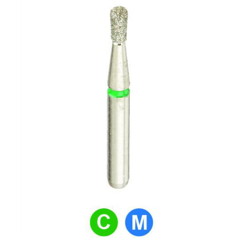 Diamond Burs, FGSS, Pear, Coarse, Green, 1.2 mm, S830-012C, 5/Pk, MC12SSMC