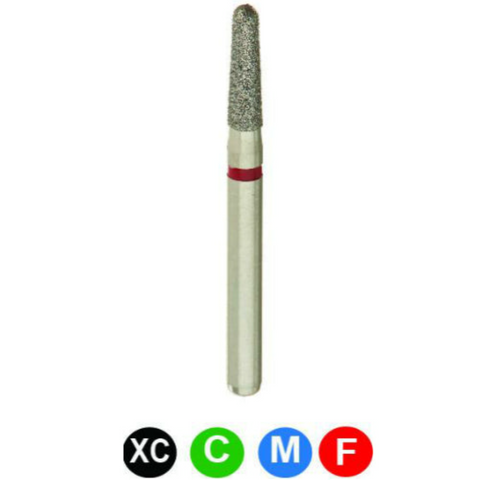 Diamond Burs, FG, Round End Taper, Fine, Red, 1.6 mm, 855-016F, 5/Pk, B5MSF