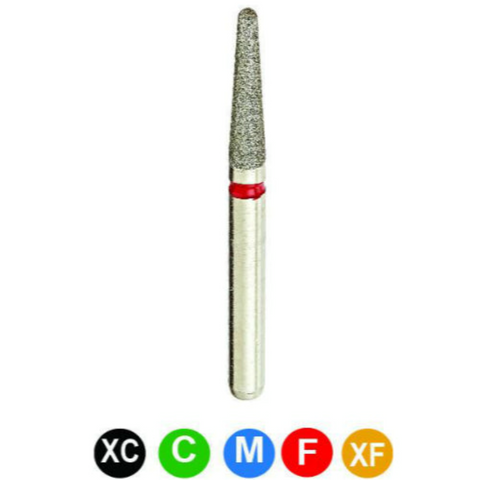 Diamond Burs, FG, Round End Taper, Fine, Red, 1.8 mm, 856N-018F, 5/Pk, B5LF