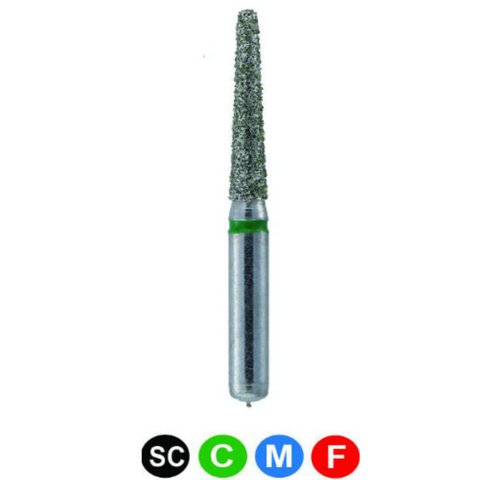 Diamond Burs, FGSS, Round End Taper, Coarse, Green, 1.4 mm, S856-014C, 5/Pk, MB6SNC