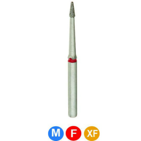 Diamond Burs, FG, X-Mas Tree Round End, Fine, Red, 0.8 mm, 132-008F, 5/Pk, DET3F
