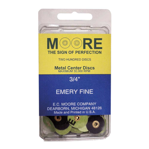 Paper Discs Brass Center 3/4" Emery Fine 200/Pk