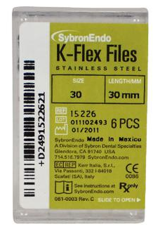 K-Flex Stainless Steel File, 30 mm, # 30, Blue, 6/Pk, 15226