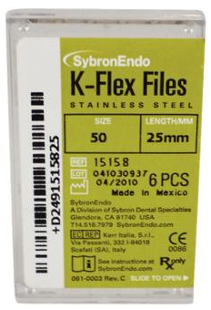K-Flex Stainless Steel File, 25 mm, # 50, Yellow, 6/Pk, 15158