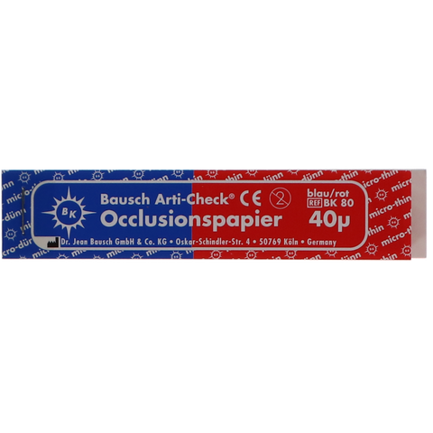 Arti-Check Micro-Thin Articulating Paper, Straight, 40 microns, Red/Blue, 200/Pk, BK80