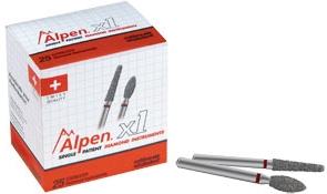 Alpen Multilayer Diamond Burs, FG, Flame, # 852, 1.2 mm, Fine, Red, 5/Pk, R852F012FG