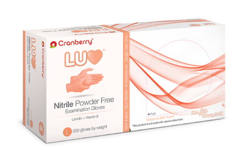 Luv Orange Nitrile Examination Gloves, Powder-Free, Large, Tangerine Scent, 200/Box