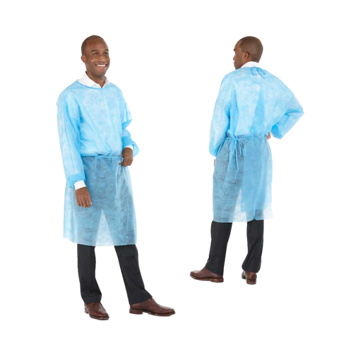 SafeWear Form-Fit Disposable Isolation Gown, Regular, Bright Blue, 12/Pk, 8114