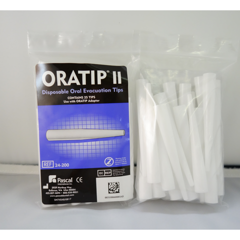 Oratip II, High-Volume Evacuator Tips, White, with Adapter, 50/Pk, 24-205