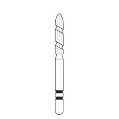 Two Striper TS2000 Spiral Cut Diamond Burs, FG, Flame, 2010.8, 1.6 mm, Coarse, Green, 5/Pk, 2000108