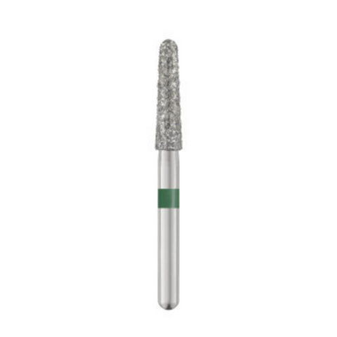 Piranha Diamond Single-Use Burs, FGSS, Round End Taper, # 856-021, 2.1 mm, Coarse, Green, 25/Pk, 856-021C-S