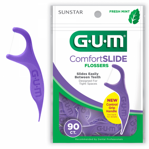 Gum Eez-Thru, PTFE, Comfort Slide Flosser, 2 Flossers, Waffle Handle, 48/Pk, 887PQ