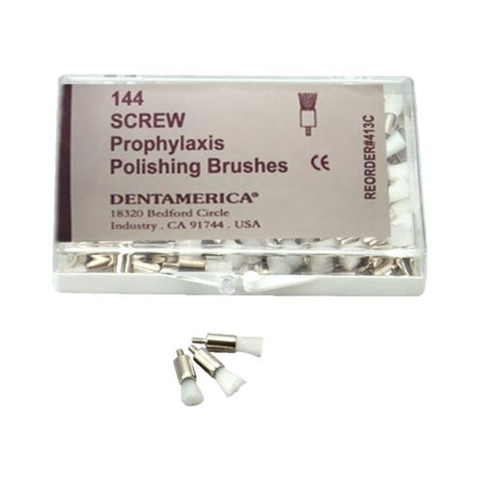 Screw Prophy Brushes, White, 144/Pk, 416