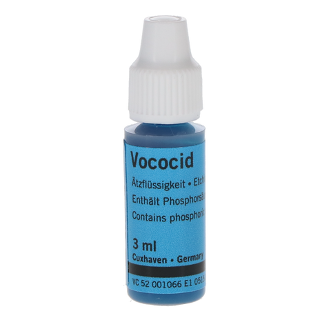 Vococid Etching Liquid, 36.1% Phosphoric Acid, 3 ml/Bt, Blue, 2/Pk, 1066