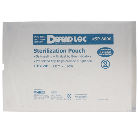 Defendloc Sterilization Pouches, 13" x 20", 200/Pk, SP8000