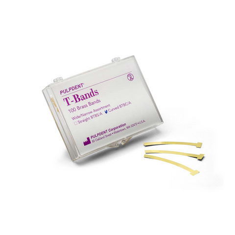 T-Bands, Curved/Assorted, Brass, .002"/.05 mm, 100/Pk, BTBC/A