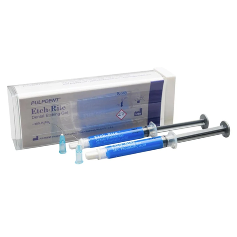 Etch-Rite Dental Etching Gel, 38% Phosphoric Acid, Twin Pack with 25 Applicator Tips, 3 ml, 2/Pk, ET-TWIN