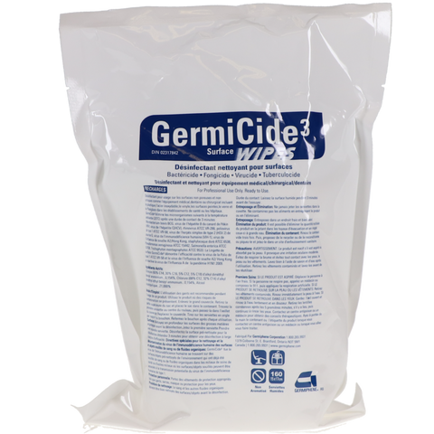 Germicide 3 Disinfectant Towelettes Refill Pouch Lemon, GERMI-3-SW-R, Infection Control, Disinfectants-Surface Cleaners-Towelettes