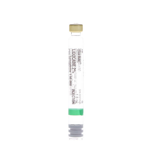 Cook-Waite, Lidocaine HCl 2%, with Epinephrine, 1:50,000, 1.8 ml, Green, 50/Pk, 99170