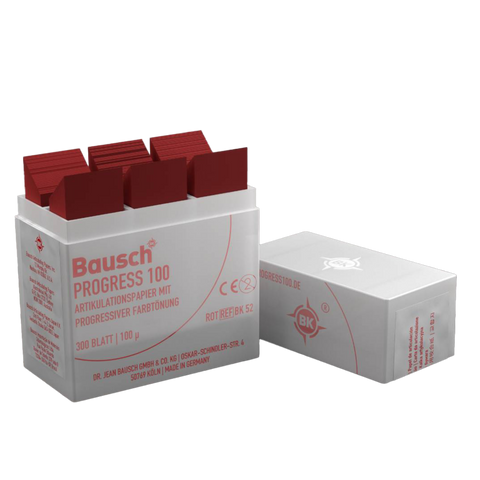 Progress 100 Articulating Paper Strips, with Plastic Dispenser, 100 microns, Red, 300/Pk, BK52