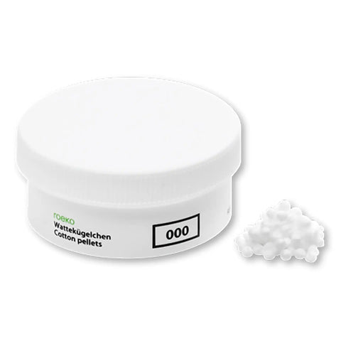Roeko Cotton Pellets, Size #000, 3.0mm, Uniform size, Single 1.5 gram jar, 210000