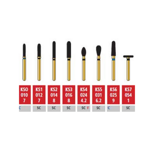 Alpen Multi-Use Diamond Burs, FG, KS Shapes, # KS6, 2.5 mm, Coarse, Green, 5/Pk, 60032707