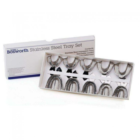 SS Impression Trays, Set 108, Perforated, U/L, 8/Pk, 0921718 (pedo)