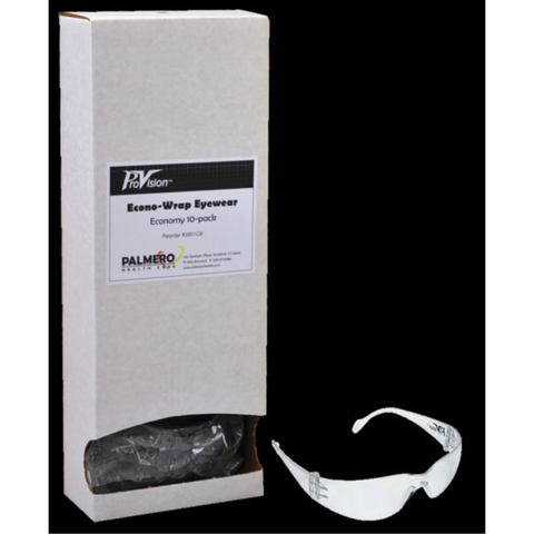 Econo Wrap Eyewear, 10-Pack Dispenser with Clear Eyewear