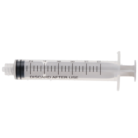 Disposable Luer Lock Syringes, Plastic, 12 cc, 100/Pk, LL12