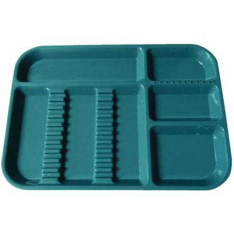 Plastic Set-Up Trays, Ritter, Divided, # B, 13 1/2" x 9 5/8" x 7/8", Teal, 1/Pk, 300BD-14