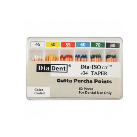 Dia-ISO GT Gutta Percha Points, Non-Marked, Spillproof Pack, 0.04 Taper, # 45-80, Assorted, 60/Pk, 114-692