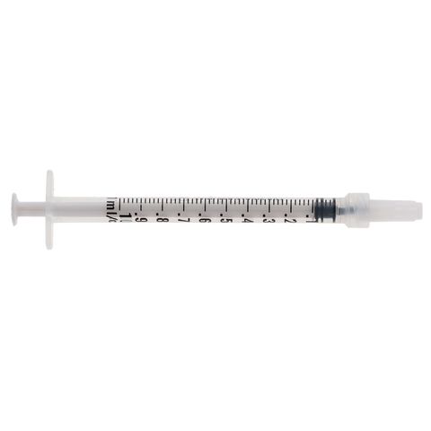 Luer Lock Calibrated Syringes, 1 cc, Plastic, 100/Pk, LL01