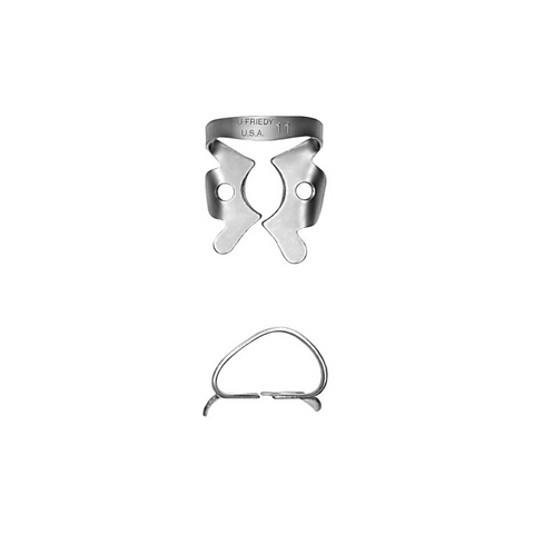Rubber Dam Clamp, # 11, Small Upper Right & Lower Left Molars, Satin Steel, 1/Pk, RDCM11