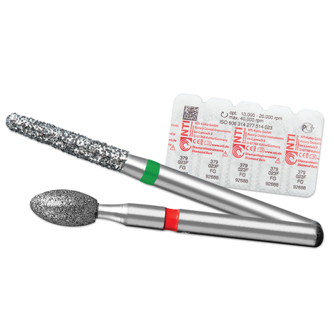 NTI Diamond Burs, FG, Needle, # 858, 1.6 mm, Fine, Red, 5/Pk, F858-016