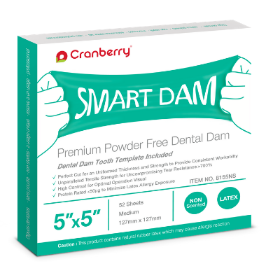 Smart Dam Latex Unscented 5" x 5" Blue 52/Box, CR8155NS (Discontinued)