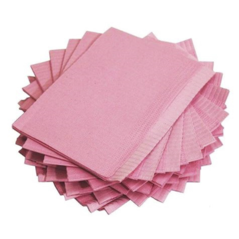 Disposable Bibs, 2-Ply and Poly-Back, 13" x 18", Pink, 500/Pk, BIB-6