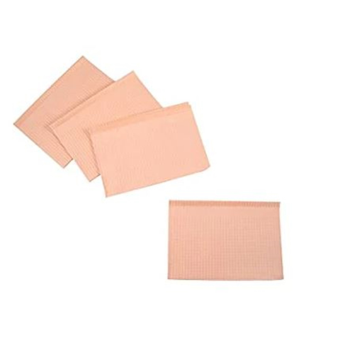 Disposable Bibs, 2-Ply and Poly-Back, 13" x 18", Peach, 500/Pk, BIB-12