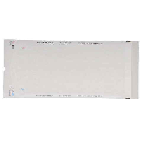 Sterilization Pouch, Class 4, Self-Sealing, Clear, 5.25" x 11", 200/Pk, 100516