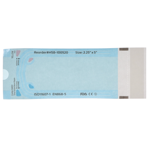 Sterilization Pouch, Class 4, Self-Sealing, Blue Film, 2.25"?x?5" 200/Pack, 100520