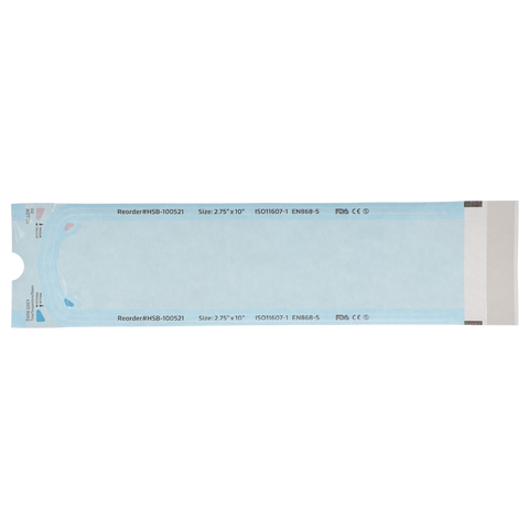 Sterilization Pouch, Class 4, Self-Sealing, Blue Film, 2.75" x 10", 200/Pk, 100521