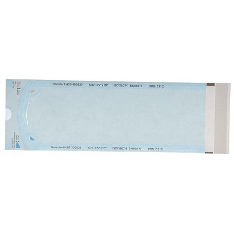 Sterilization Pouch, Class 4, Self-Sealing, Blue Film, 3.50" x 10", 200/Pk, 100523